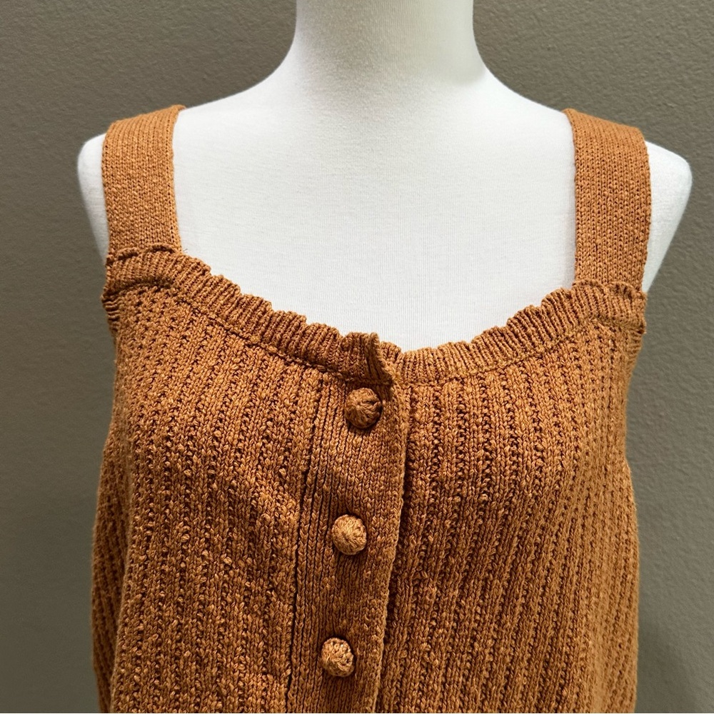 Weekend Nordstrom Brown Knit Cropped Tank Top Women’s Blouse NWT Crochet Sweater - Picture 4 of 9